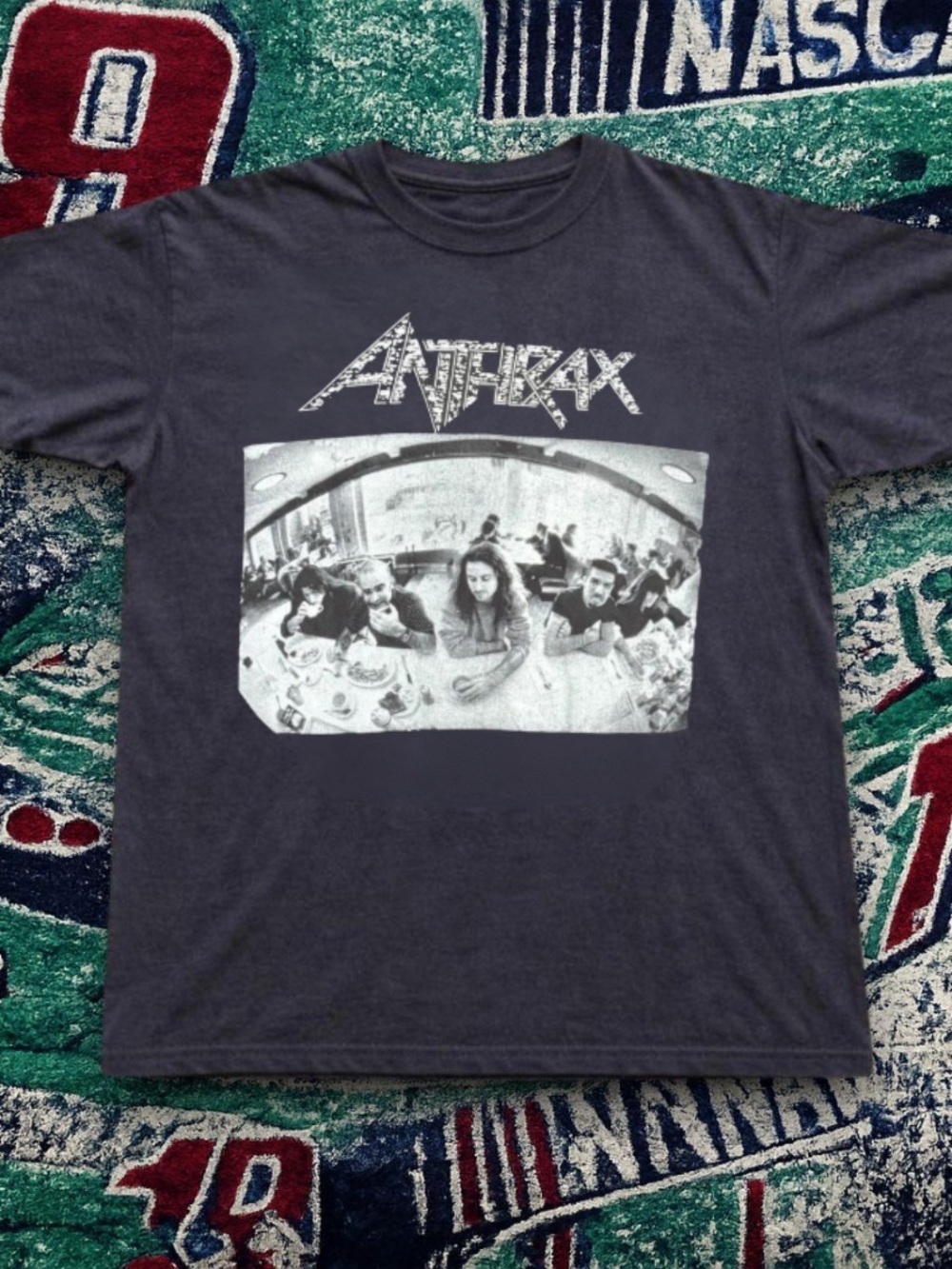 Gildan Anthrax Graphic Tee - Charcoal Gray & White